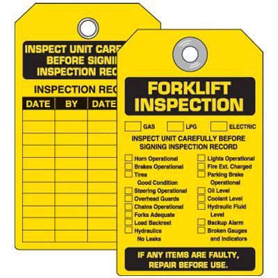 Forklift Equipment Inspection Tag