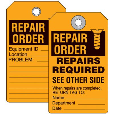 Repair Order Inspection Tag