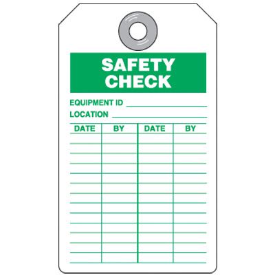 Duro-Plastic Safety Check Tag