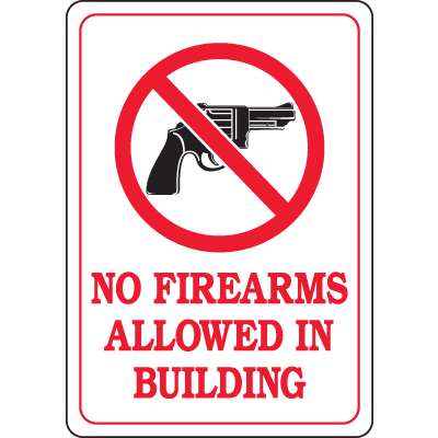 Interior Decor Security Signs - No Firearms Allowed In Building