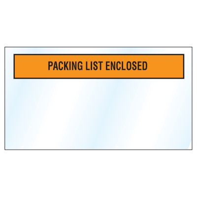 Packing List Envelope - Packing List Enclosed Black/Orange on Clear