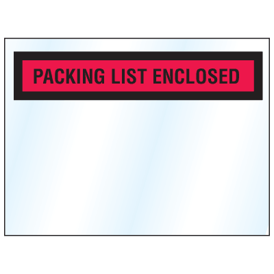 Packing List Envelope - Packing List Enclosed Black/Red on Clear