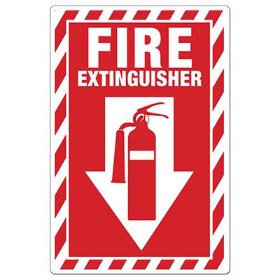 Fire Extinguisher Sign - Down Arrow & Picto
