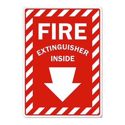 Fire Extinguisher Inside Sign - Down Arrow
