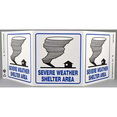 Severe Weather Shelter Tri View Sign