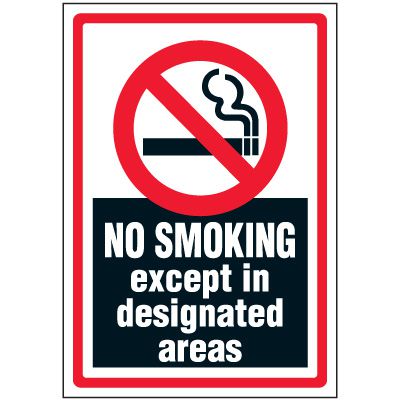 No Smoking Except In Designated Areas Label