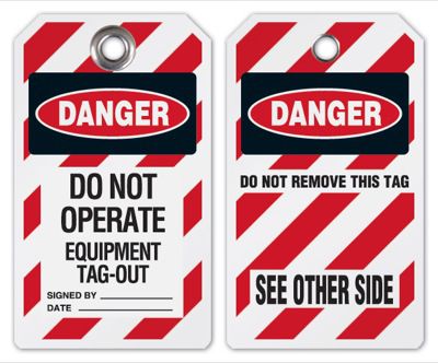 Tyvek® Lockout Tagout Tags - Danger Do Not Operate Equipment Tag-Out