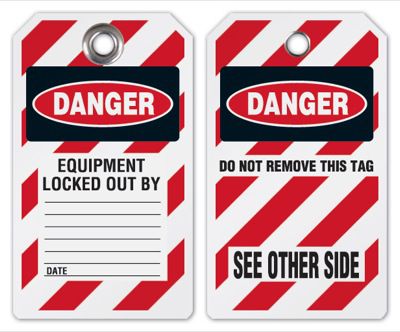 DuroTag™ Danger Equipment Locked Out By Two-Sided Lockout Tagout Tags