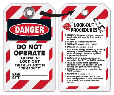 Tyvek® Lockout Tagout Tags - Danger Do Not Operate, Lock-Out Procedures