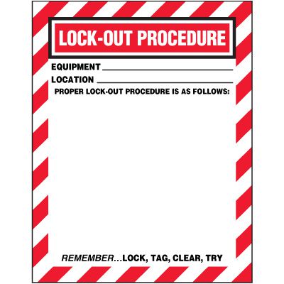 Blank Replacement Lock-Out Procedure Sign Inserts