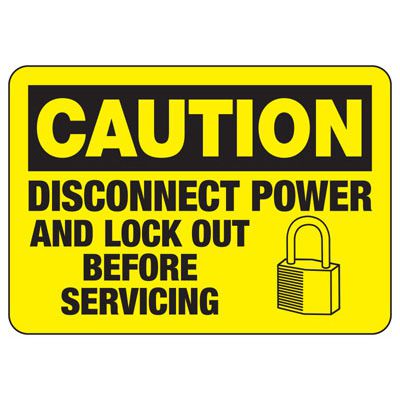 Lock-Out Signs - Caution Disconnect Power And Lock-out Before Servicing