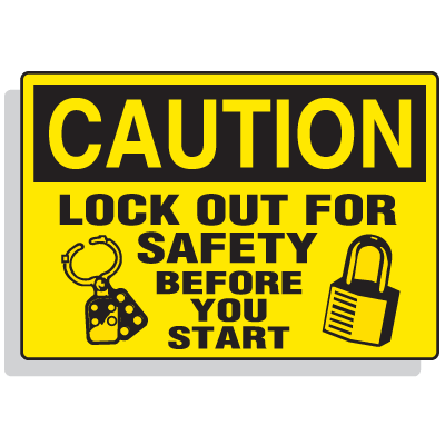 Lockout Hazard Labels- Lock Out For Safety Before You Start