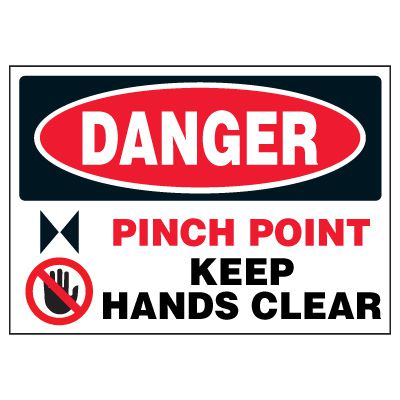 Machine Hazard Warning Markers - Danger Pinch Point Keep Hands Clear