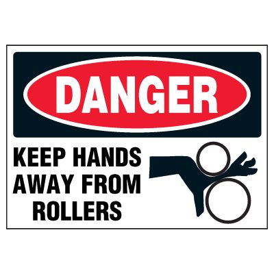 Keep Hands Away From Rollers Warning Markers