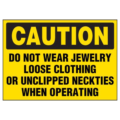 Caution Labels - Do Not Wear Jewelry