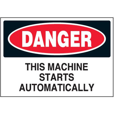 Machine Starts Automatically Warning Labels