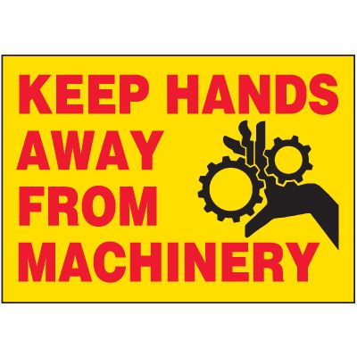 Danger Keep Hands Away From Gears Warning Label