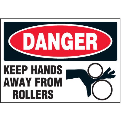 Keep Hands Away From Rollers Warning Labels