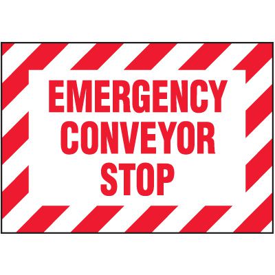 Emergency Conveyor Stop Warning Labels