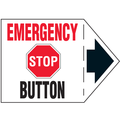 Machine Safety Arrow Labels - Emergency Stop Button