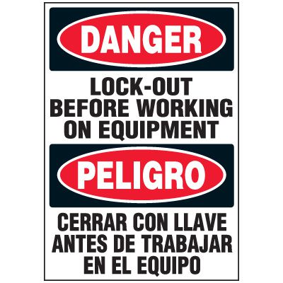 Bilingual Lock Out Equipment Label