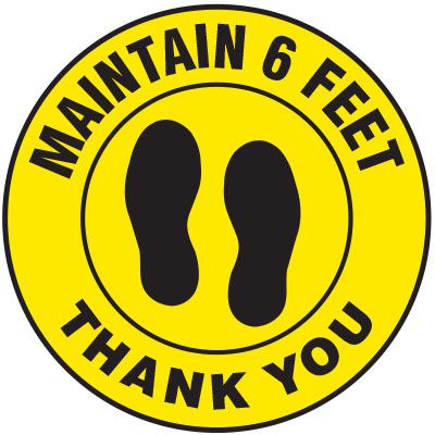 Floor Safety Signs - Maintain 6 Feet