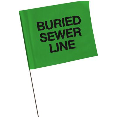 Standard Worded Marking Flags - Buried Sewer Line