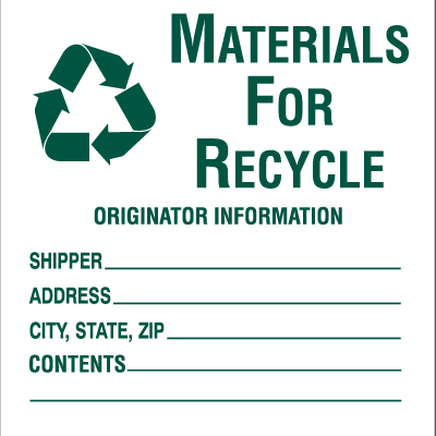 Materials For Recycle - Drum Identification Labels