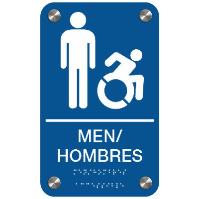 Premium ADA Restroom Signs - Bilingual Men & Dynamic Accessibility