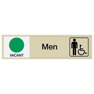 Men With Accessibility Vacant/Occupied - Engraved Restroom Sliders