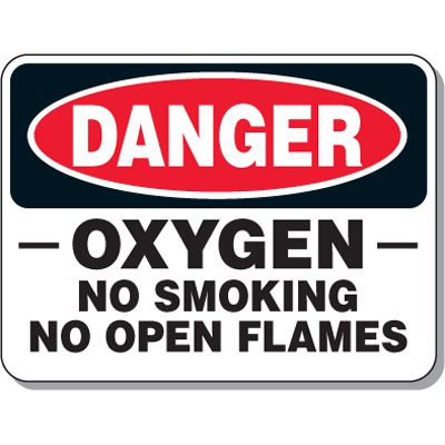 Chemical & Flammable Signs - Danger Oxygen No Smoking