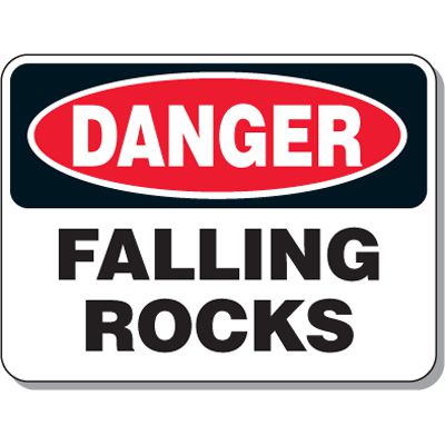 Hazardous Work Zone Mining Signs - Danger Falling Rocks