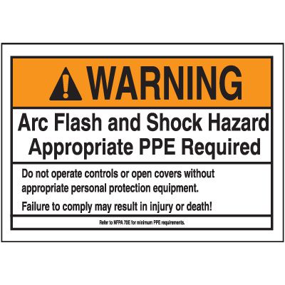 Warning Labels - PPE Required Arc Flash