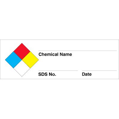 NFPA Labels - Chemical Name, SDS No. & Date