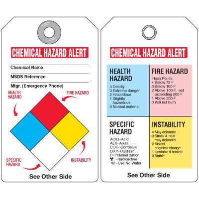 NFPA Diamond Chemical Hazard Alert Tags - 25pk