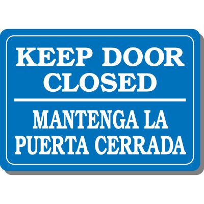 Bilingual Keep Door Closed Interior Sign