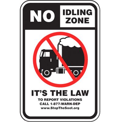 No Idling Signs - No Idling Zone It's The Law