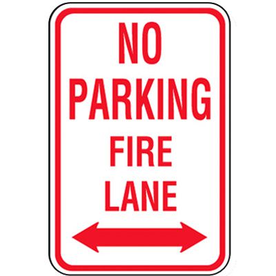 No Parking Fire Lane Signs - Double Arrow