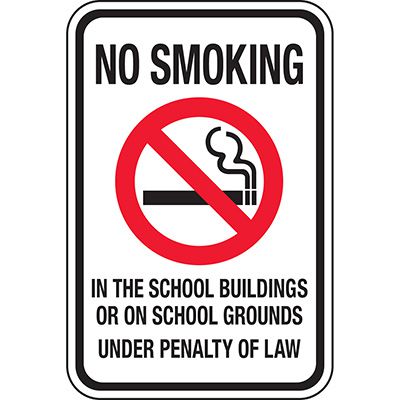No Smoking In School Buildings Or Grounds Sign