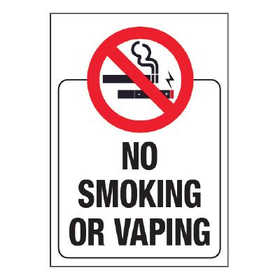 No Smoking or Vaping Glass Label (w/ Graphic)