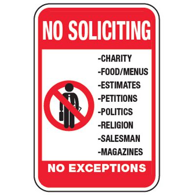 No Soliciting, Charity - Property Protection Signs