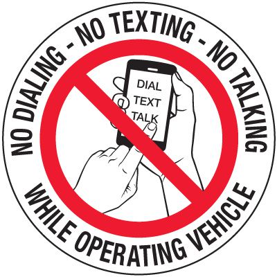No Texting Security Labels - No Dialing No Texting No Talking