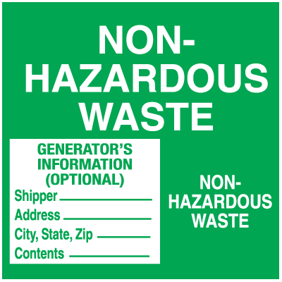 Non-Hazardous Waste - Container Labels