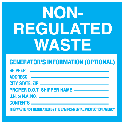 Non-Regulated Waste Hazardous - Container Labels