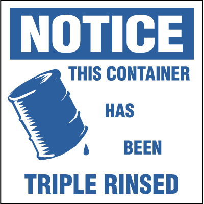 Drum Identification Labels - Notice This Container Has Been Triple Rinsed