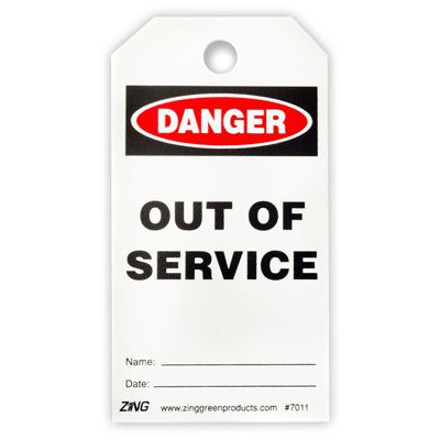 Zing® Eco Lockout Tagout Tags - Danger Out of Service