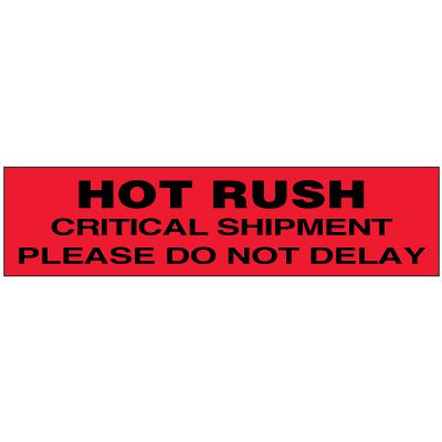 Hot Rush Critical Shipment Package Handling Labels