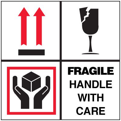 Package Handling Labels - Fragile Handle With Care