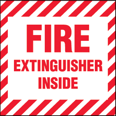Fire Extinguisher Inside Label - Red/White Striped