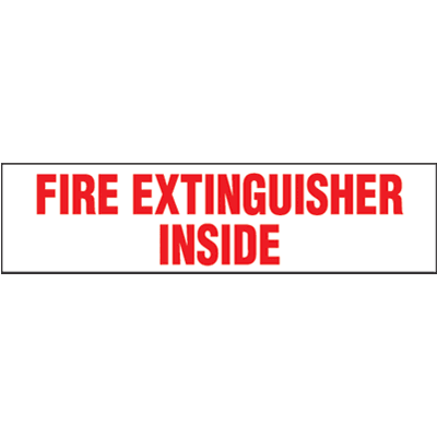 Fire Extinguisher Inside Label - Red on White